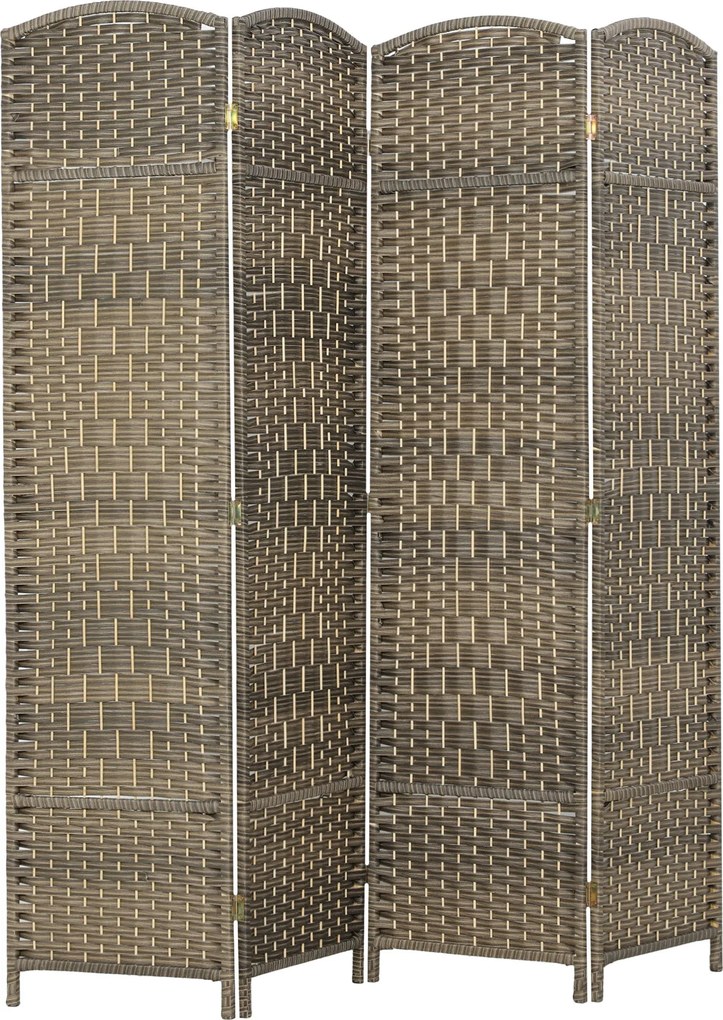 HOMCOM 4-paneles összecsukható paraván, 180 x 180 cm – sötét tölgy | Aosom