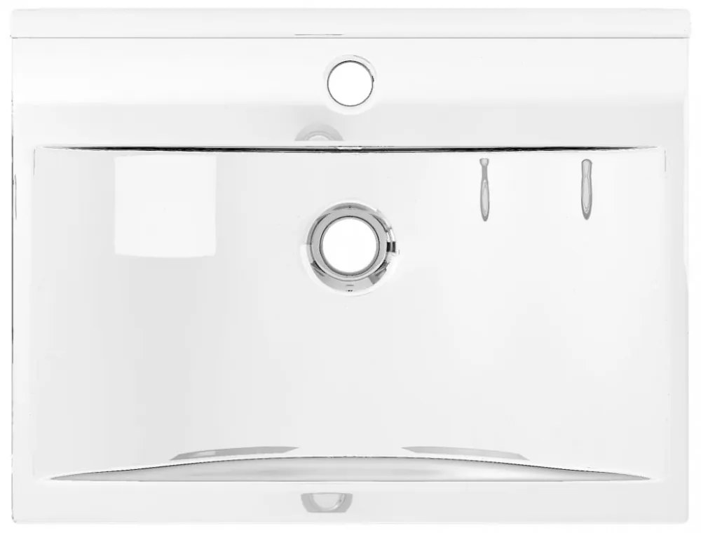 vidaXL ezüstszínű kerámia mosdókagyló túlfolyóval 60 x 46 x 16 cm