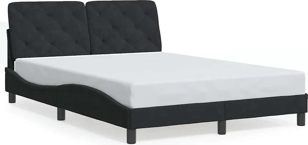 vidaXL fekete bársony ágykeret matrac nélkül 140x200 cm