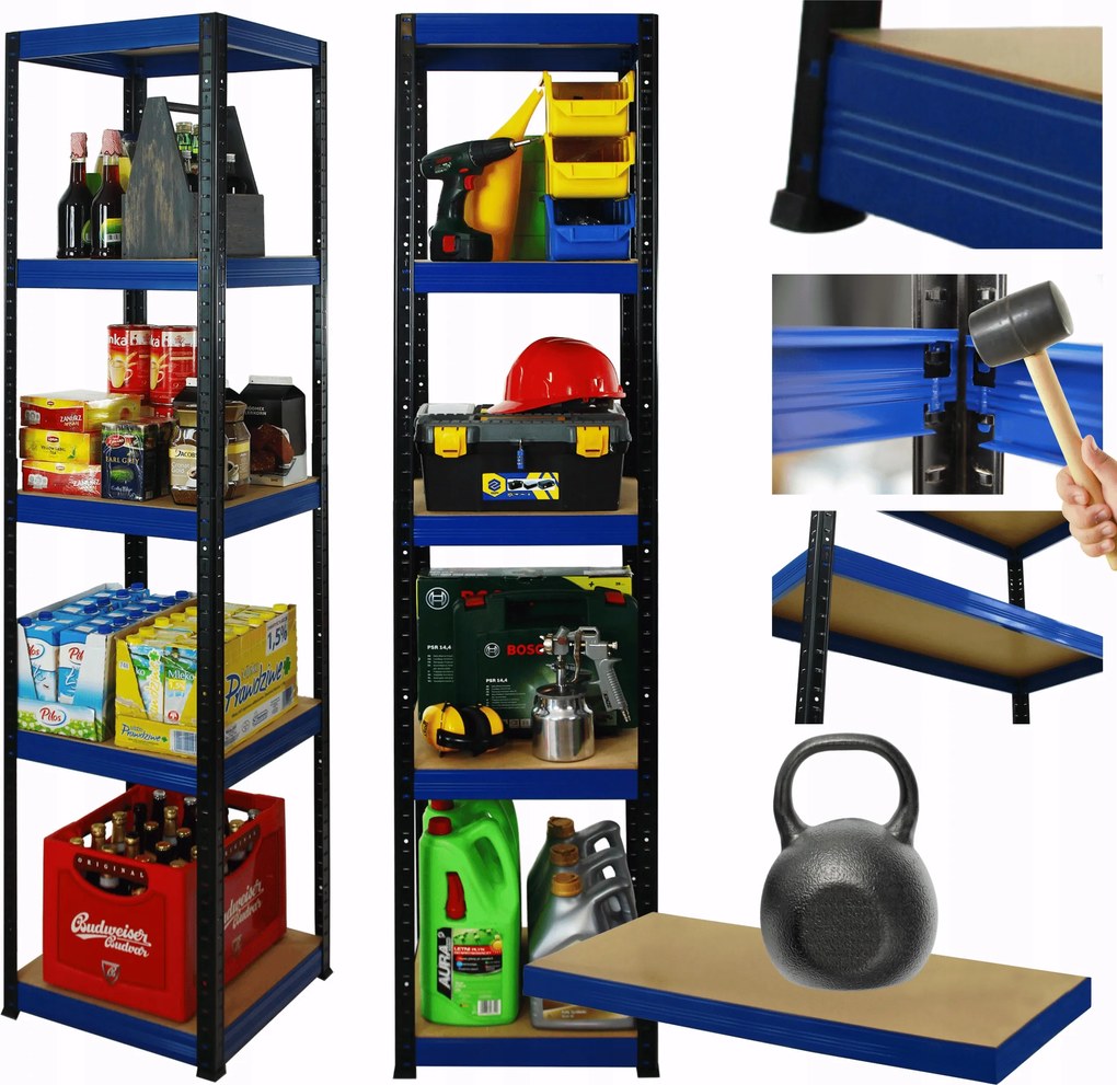 Helios fém tároló állvány 180x60x60cm 5Px175kg Tartós Pl