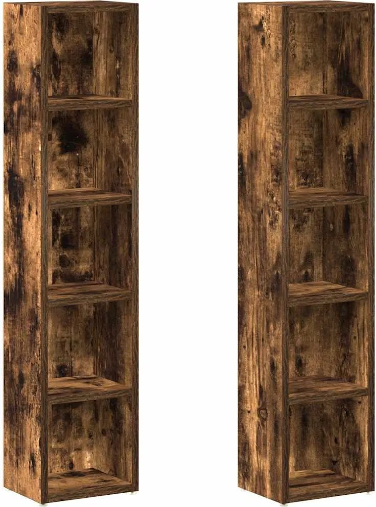 vidaXL 2 db füstös tölgy színű szerelt fa CD-szekrény 21x16x93,5 cm