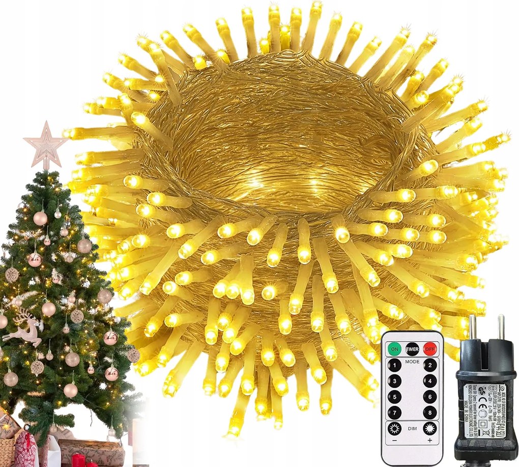 Karácsonyfa Fényfüzér 35m 350LED Meleg Fehér Kültéri/beltéri