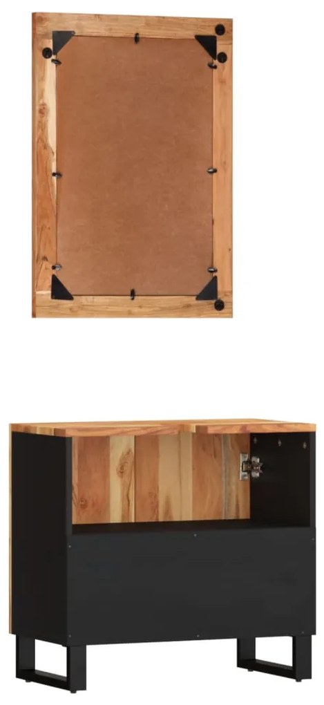 2 részes tömör akácfa fürdőszobai bútorszett