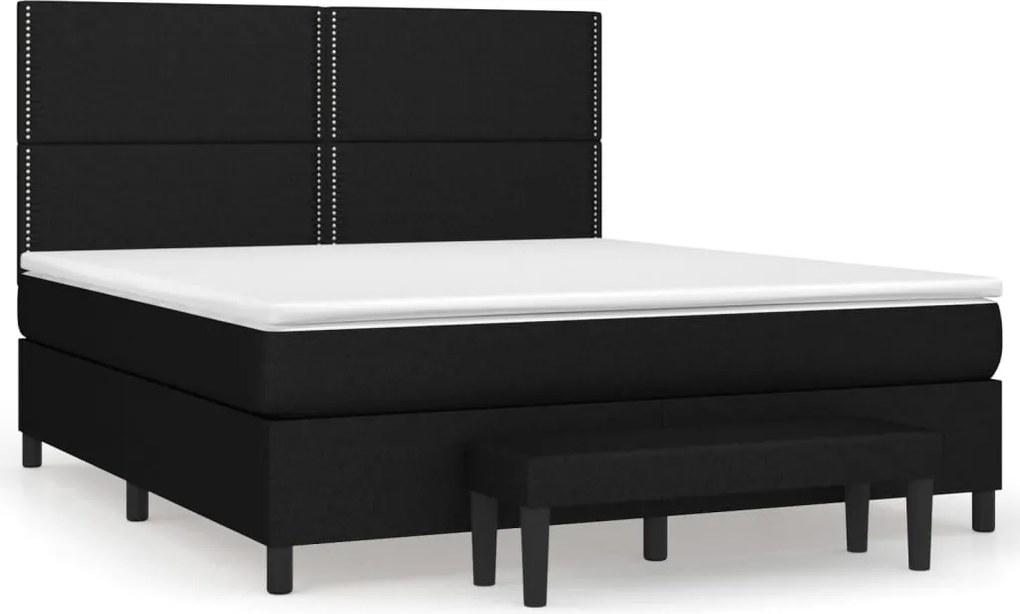 vidaXL fekete szövet rugós ágy matraccal 160x200 cm