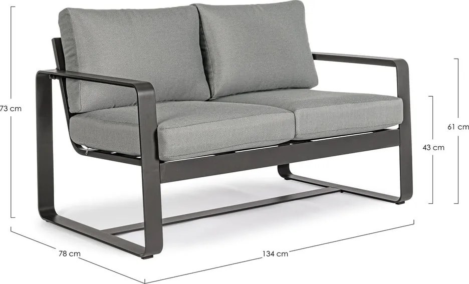Szürke alumínium kerti kanapé Merrigan – Bizzotto