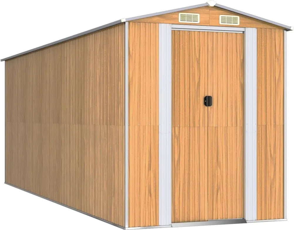 vidaXL világosbarna horganyzott acél kerti fészer 192x523x223 cm