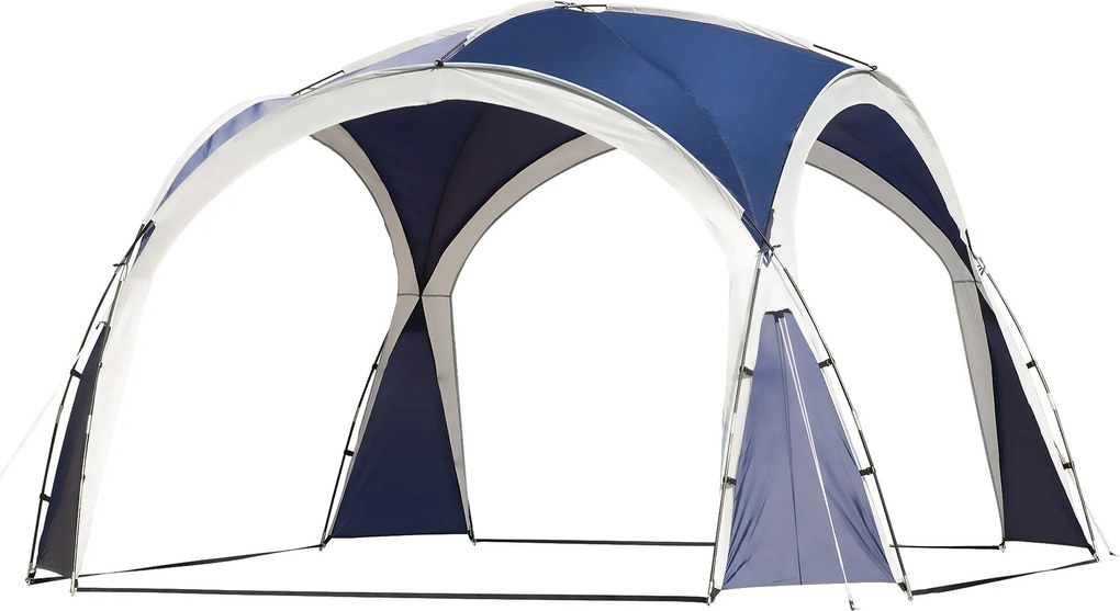 Outsunny 3,5 x 3,5 m-es Rendezvény Pavilon, Kampós Ajtóval, Esővédő Erős Acéloszlopokkal, UV Védelemmel Ellátott Kerti Fía, Napernyő Kempingezéshez és