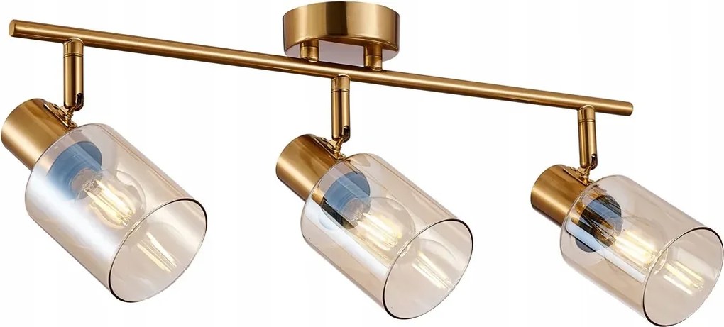 Mennyezeti lámpa Italux Santia 3xE14 sárgaréz borostyán üveg 40W