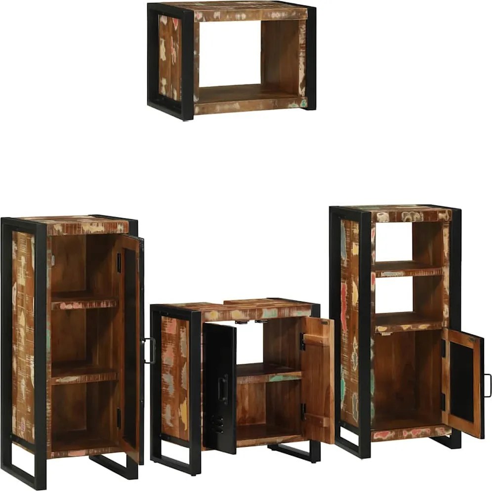 Fürdőszoba bútor szett 4 pcs Szilárd Újrahasznosított Fa