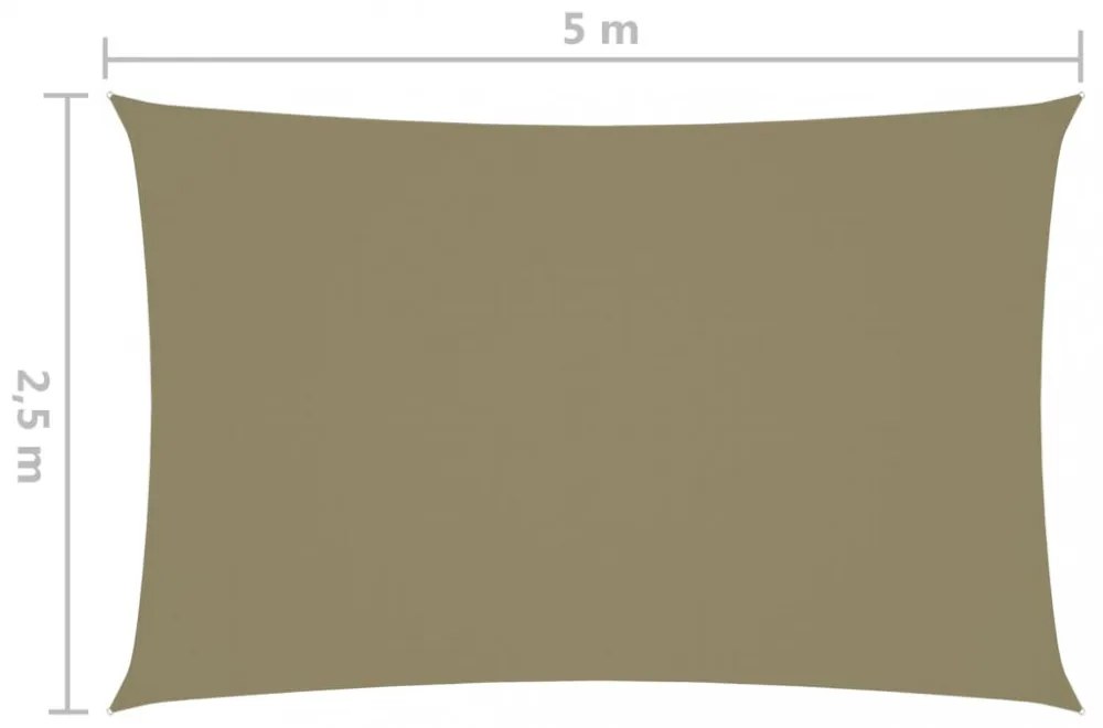 bézs téglalap alakú oxford-szövet napvitorla 2,5 x 5 m