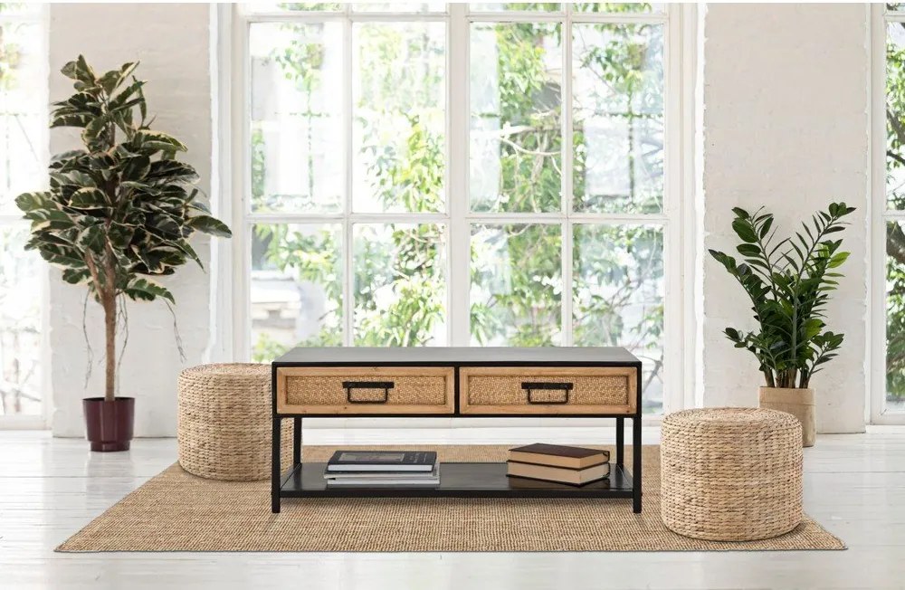 Fekete-natúr színű fém TV-állvány 95x38x38 cm Hanoi – Mauro Ferretti