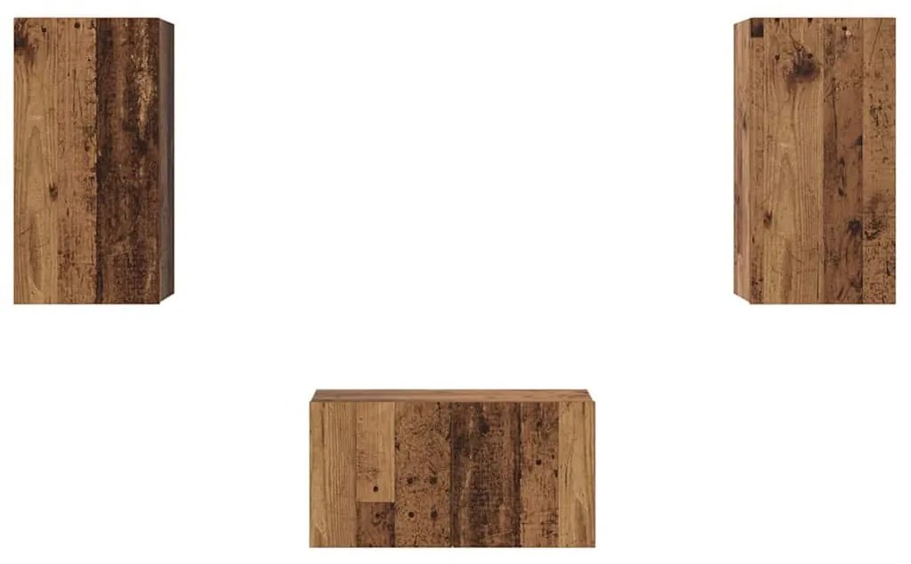 TV szekrény garnitúra 3 pcs Régi fa 60 x 30 x 30 cm Faanyag
