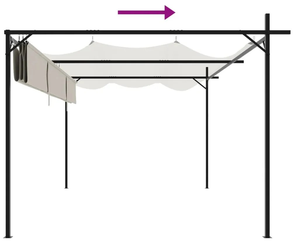krémszínű pergola behúzható tetővel 395 x 292 x 230 cm