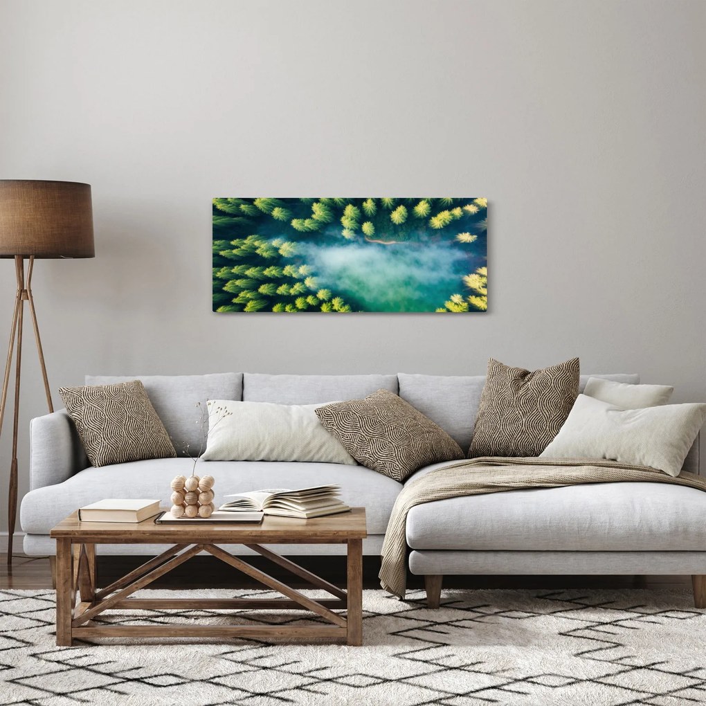 Kép - Egy ködbe burkolt erdő (120x50 cm)