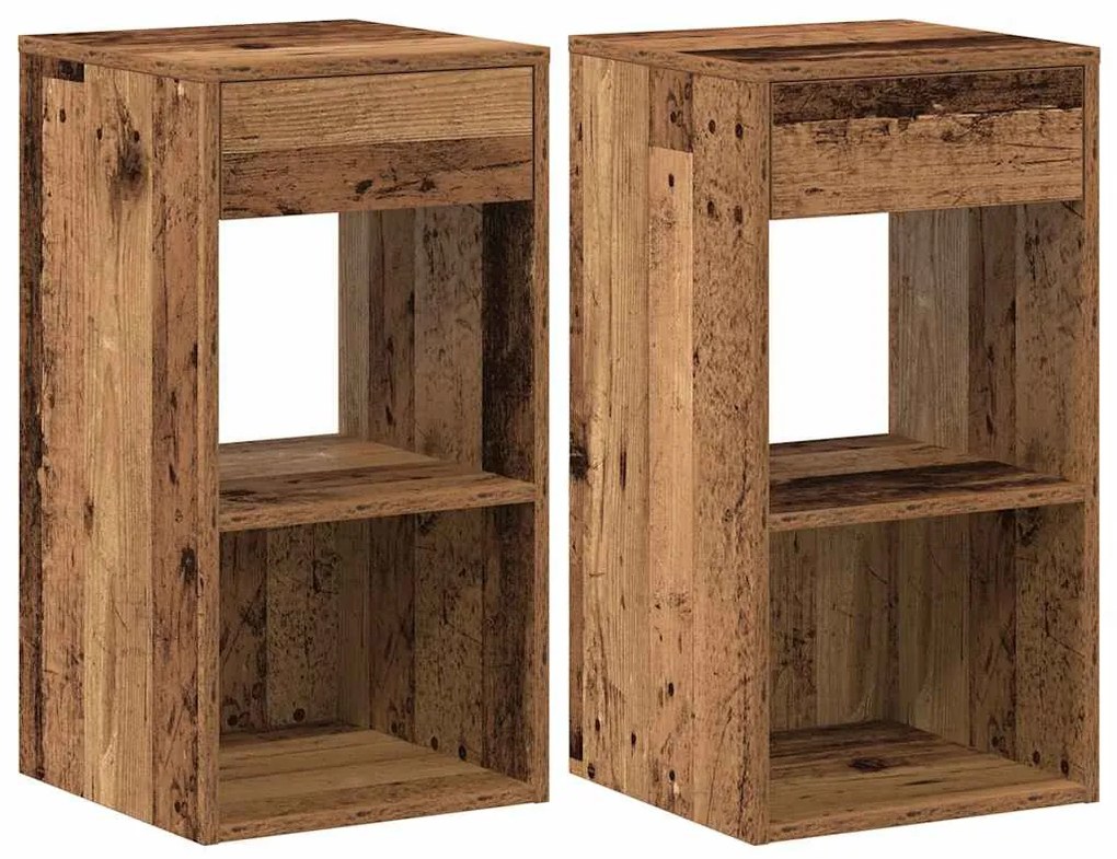 Éjjeliszekrények fiókkal 2 db régi fa 35x34x66,5 cm