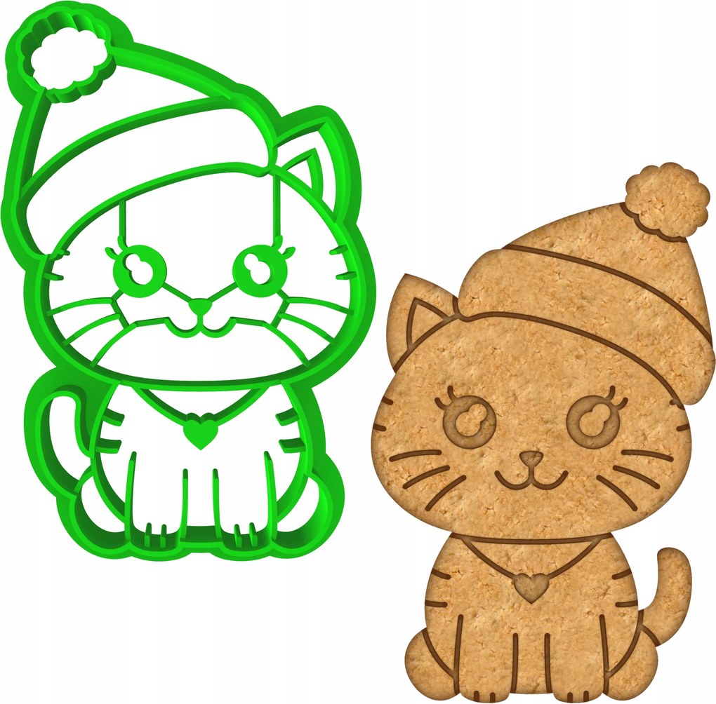 Karácsonyi Forma Mézeskalács lyukasztó Karácsonyra Macska 8cm