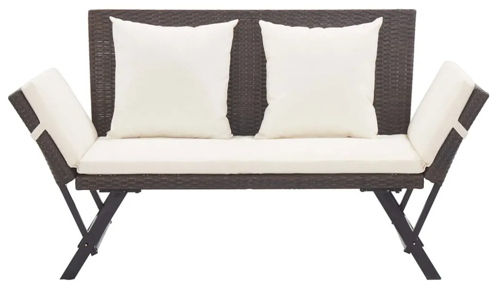barna polyrattan kerti pad párnával 176 cm