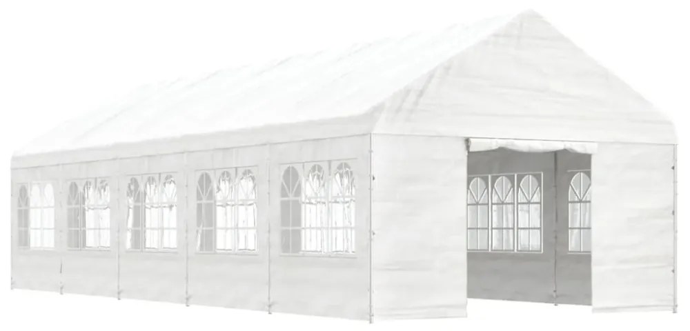 fehér polietilén pavilon tetővel 11,15 x 4,08 x 3,22 m