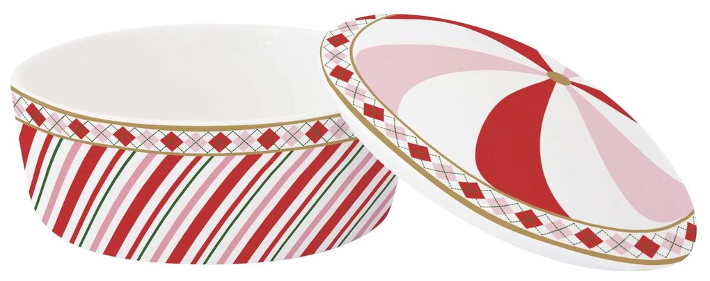 Karácsonyi Porcelán kis cukorka tartó tálka 10 cm díszdobozban Christmas Twist