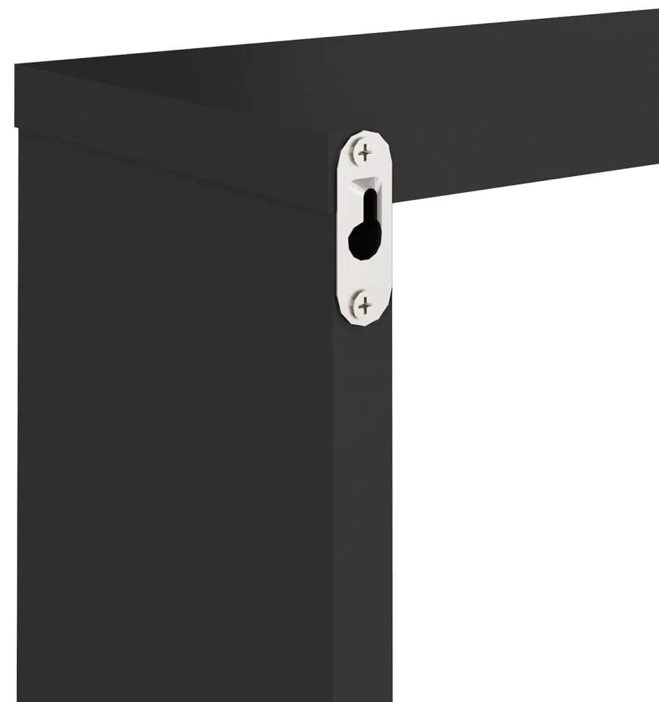 6 db fekete fali kockapolc 30 x 15 x 30 cm