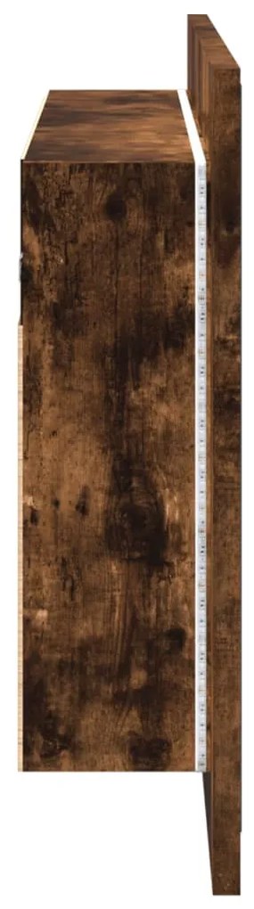 füstös tölgy akril LED-es tükrös fürdőszobaszekrény 80x12x45 cm