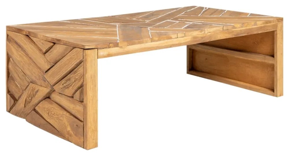 eróziós tömör tíkfa dohányzóasztal 110 x 35 x 38 cm