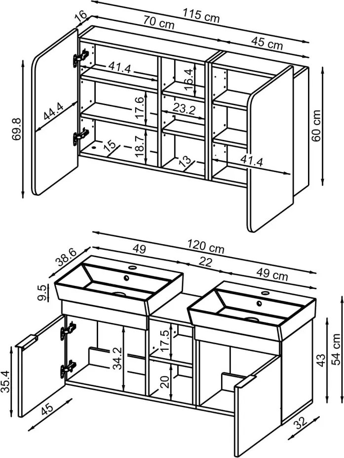 Mosdószekrény, 120 cm – TR283VLN1288