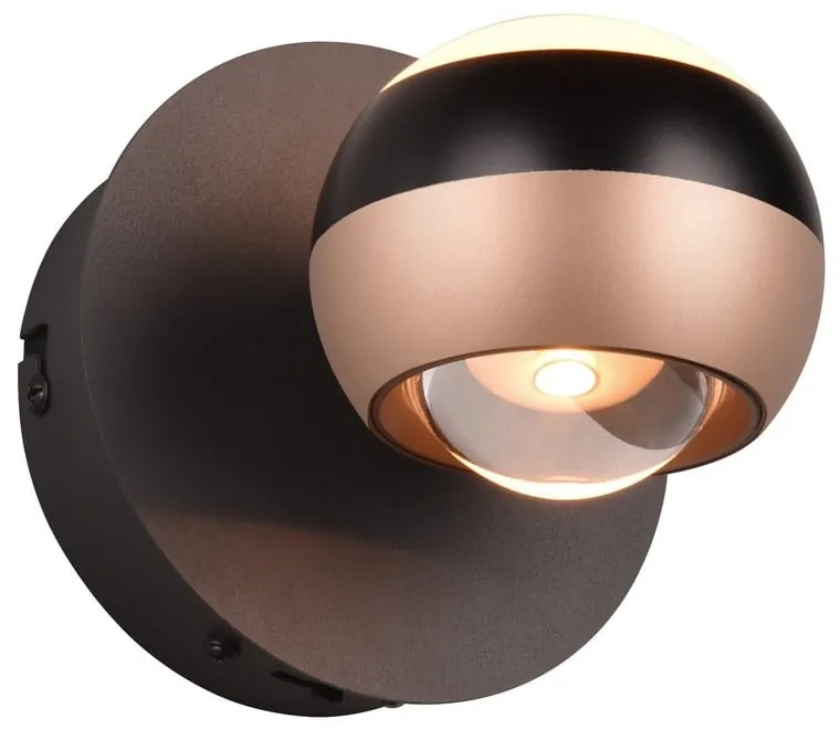 Fekete-rézszínű LED fali lámpa ø 10 cm Orbit – Trio Select