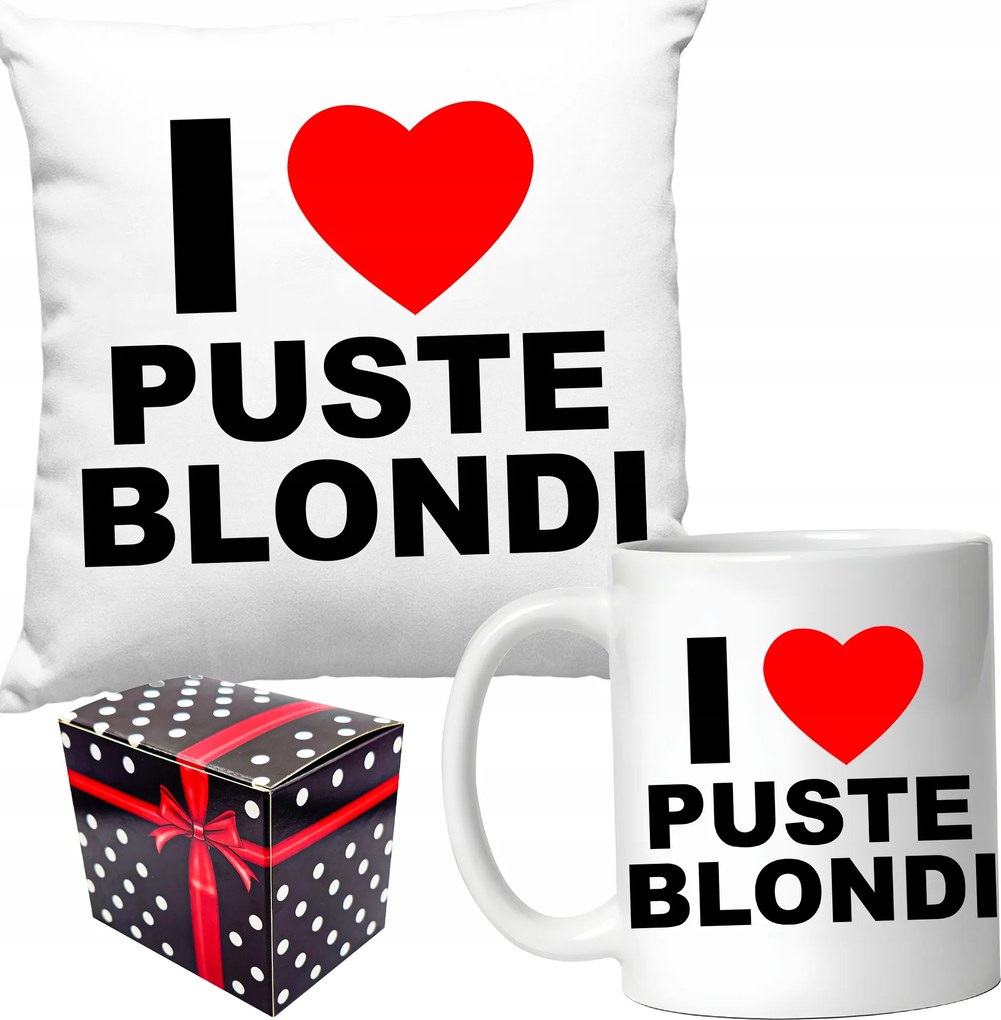 Vicces Ajándék Szett Karácsonyi Párna Bögre És Love Üres Szőke +doboz