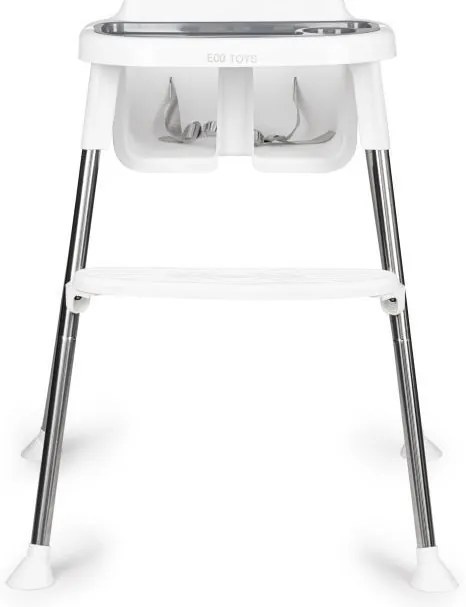 Etetőszék 2 az 1-ben tálcával övekkel fehér