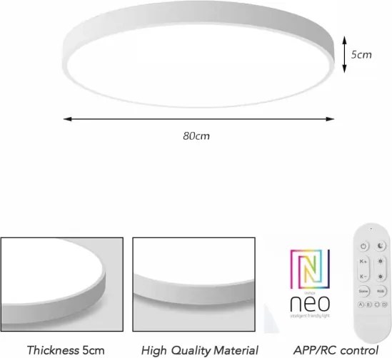 Immax NEO 07315L-LED SEMPLICI dimmelhető mennyezeti lámpa 96 W / 230 V, Ø 80 cm, Wi‑Fi (Tuya), fehér + távirányító