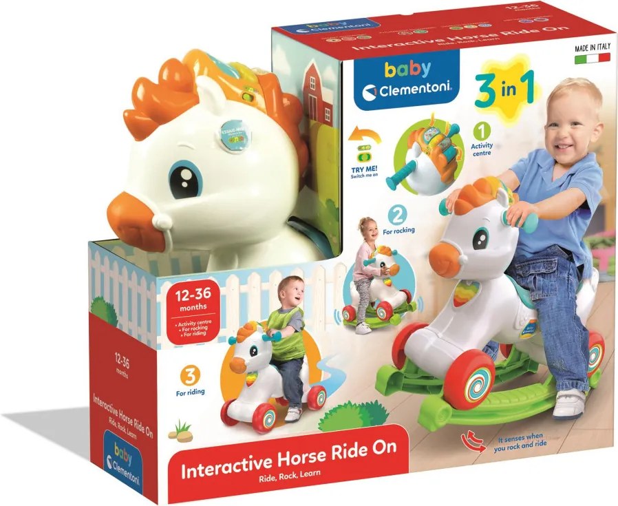 Interaktív hintaló Rainbow Rider 3 az 1-ben Clementoni