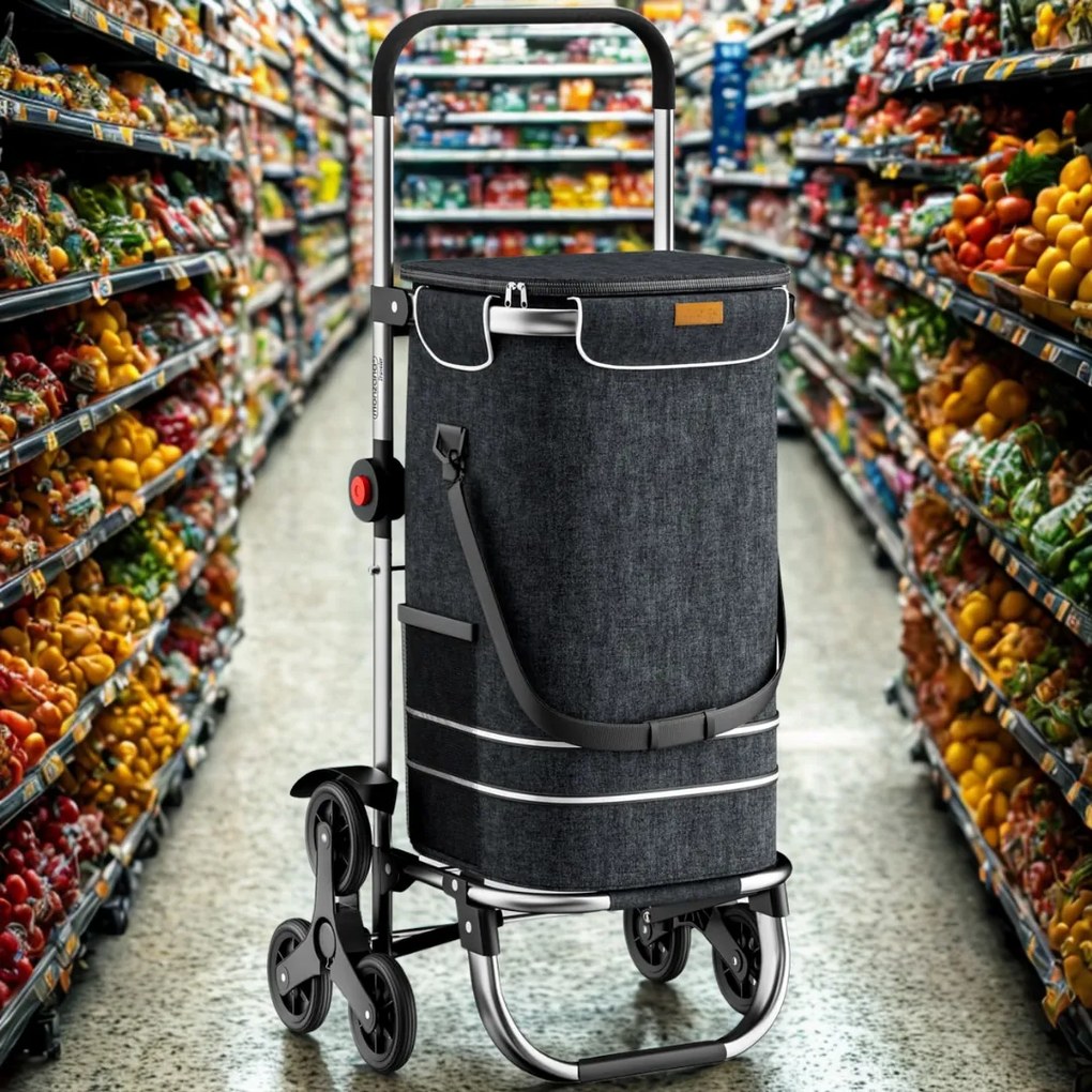 Jurhan COMFORT bevásárlótáska lépcsőjáró kerekekkel, 50l, fekete