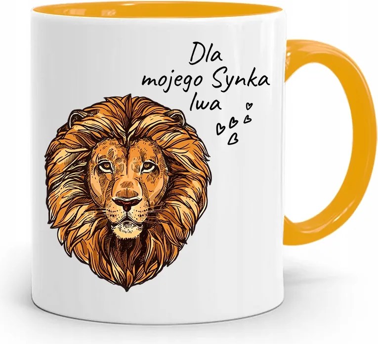 Sárga Bögre Ajándék Fiamnak Oroszlán Kisfiamnak fényképes nyomattal
