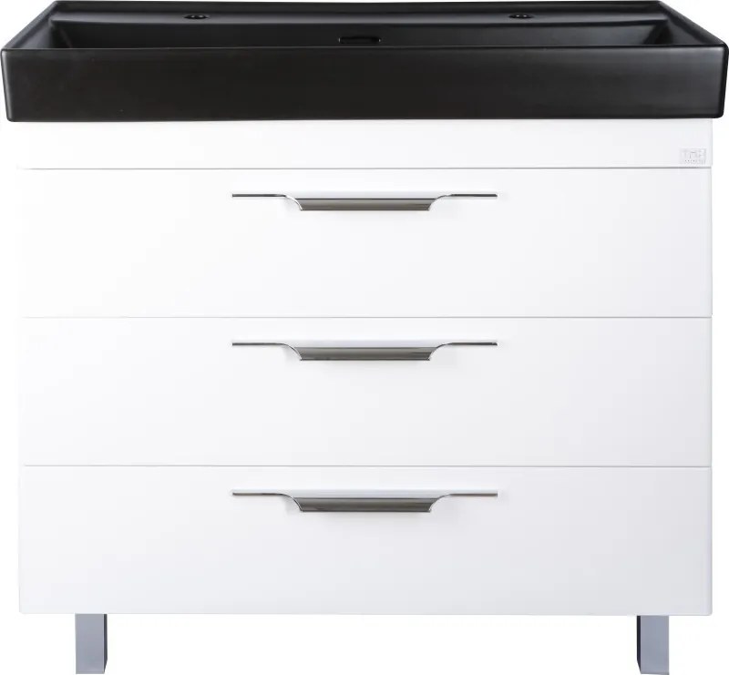 TMP TRIO 100 álló fürdőszobabútor - CeraStyle SHARP FEKETE mosdóval - 100 x 48 cm