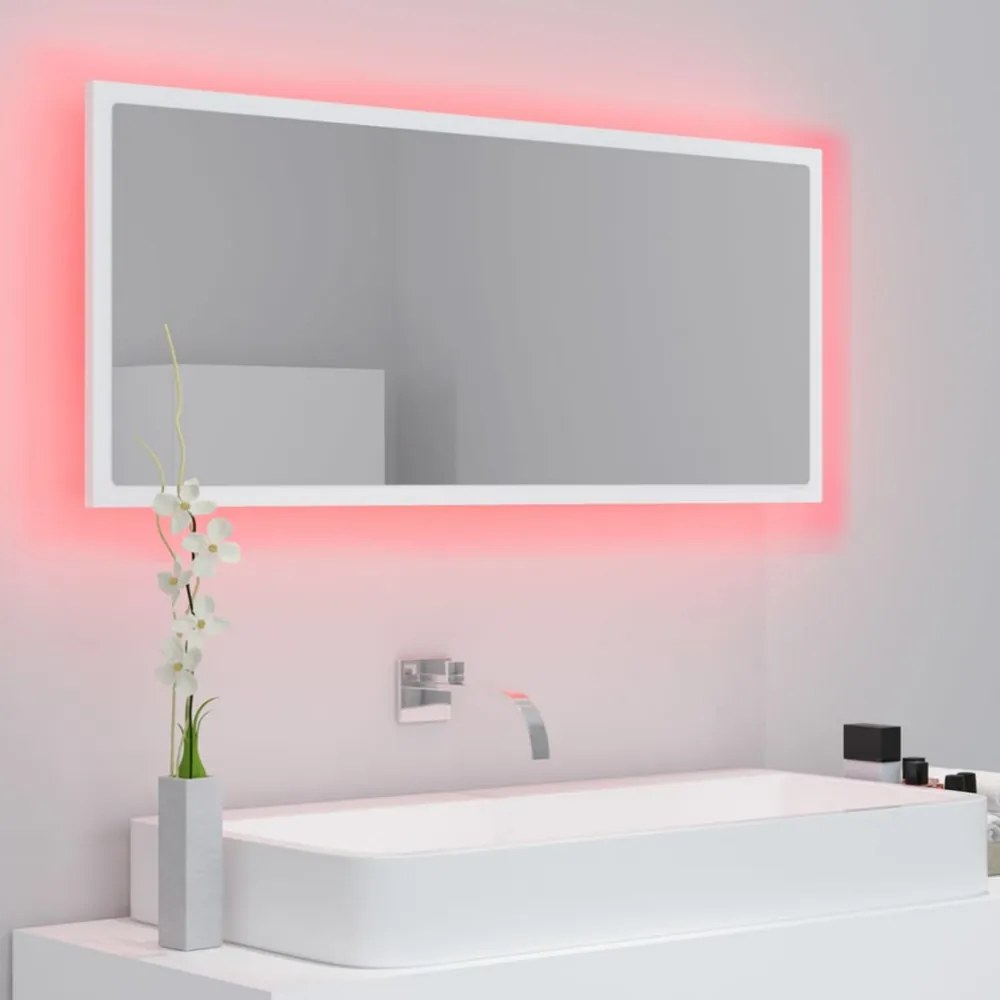 fehér akril LED-es fürdőszobai tükör 100x8,5x37 cm
