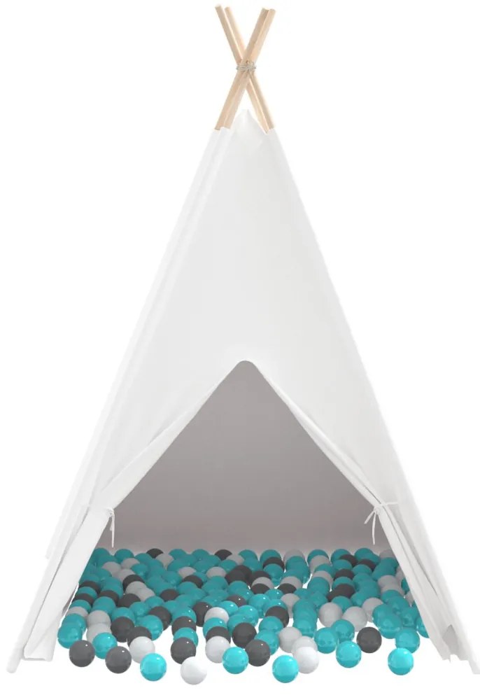Gyerek Teepee sátor táskával őszibarack & puha labdák bőrszínű fehér