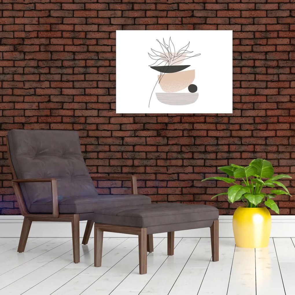 Üveg kép - Vonal művészeti virágok N⁰1 (70x50 cm)