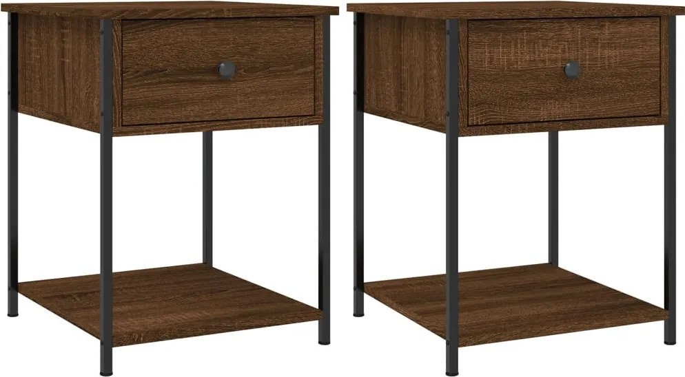 vidaXL 2 db barna tölgy színű szerelt fa éjjeliszekrény 44x45x58 cm