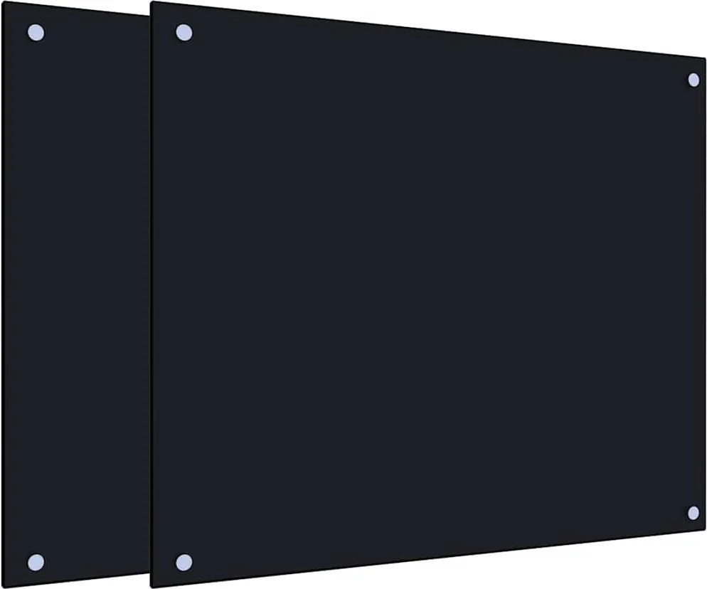 vidaXL 2 db fekete edzett üveg konyhai falburkoló 70 x 60 cm