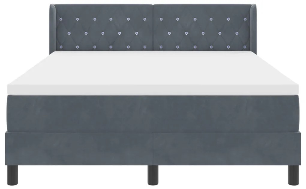 Boxspring Ágy Mattal Sötét Szürke 160x200 cm Bársony