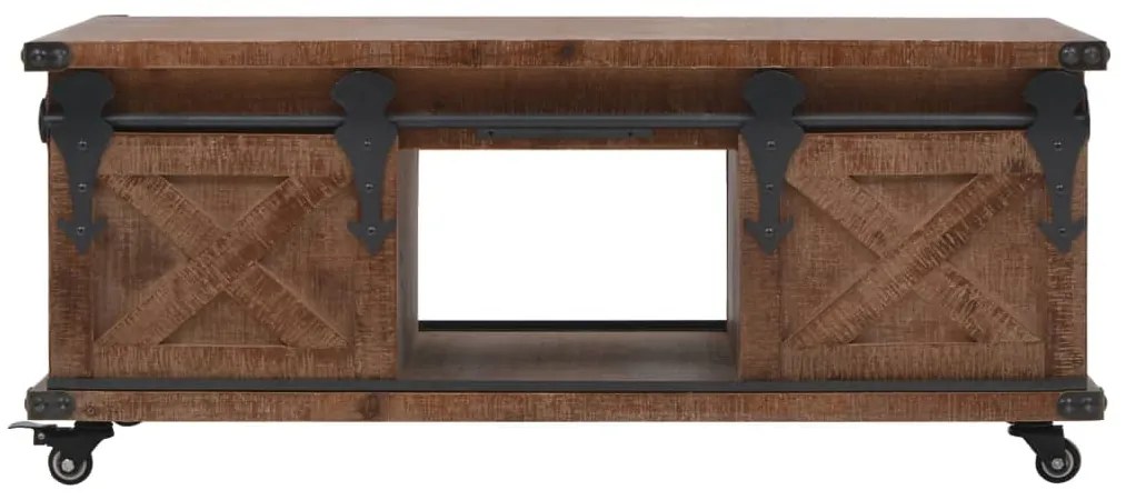 Barna tömör fenyő dohányzóasztal 91 x 51 x 38 cm