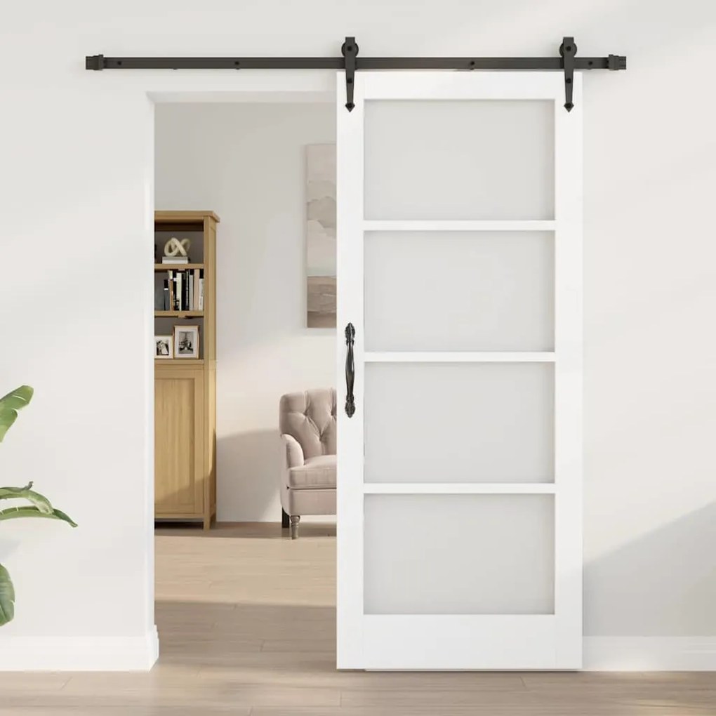 Egyszerű Csúszó Ajtó Fehér 83 x 202 cm Fa és fém