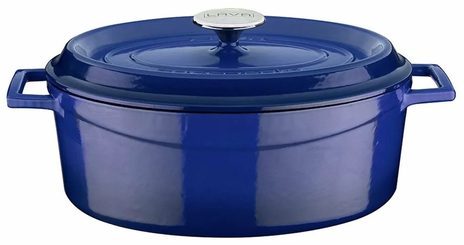 LAVA Metal Öntöttvas ovális fazék, kék, 7 l,átmérő 31 cm