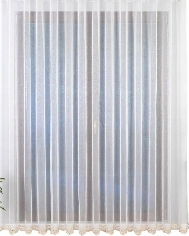 Függöny napellenző szalaggal, fehér, bézs hímzéssel 550X165