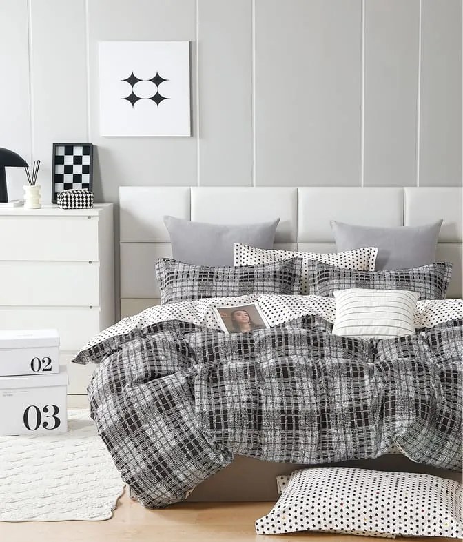 Szürke KARO flanel lepedő DeLuxe A csomag tartalma: 7 készlet csomagolása, A lapok mérete: 140x200 cm