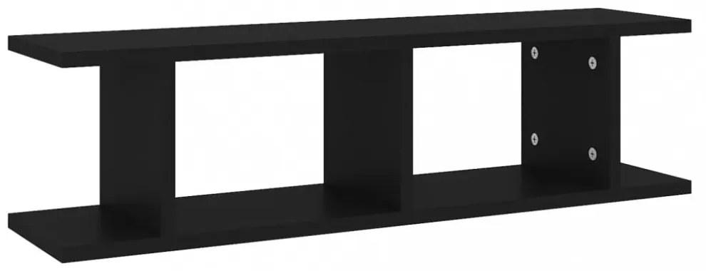 2 db fekete szerelt fa fali polc 75 x 18 x 20 cm