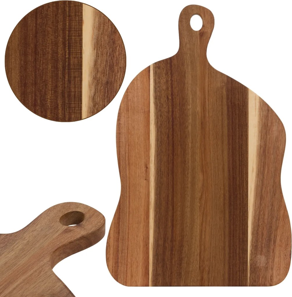 Vágódeszka 45x30 cm Barna, snack tartóval, sajtos