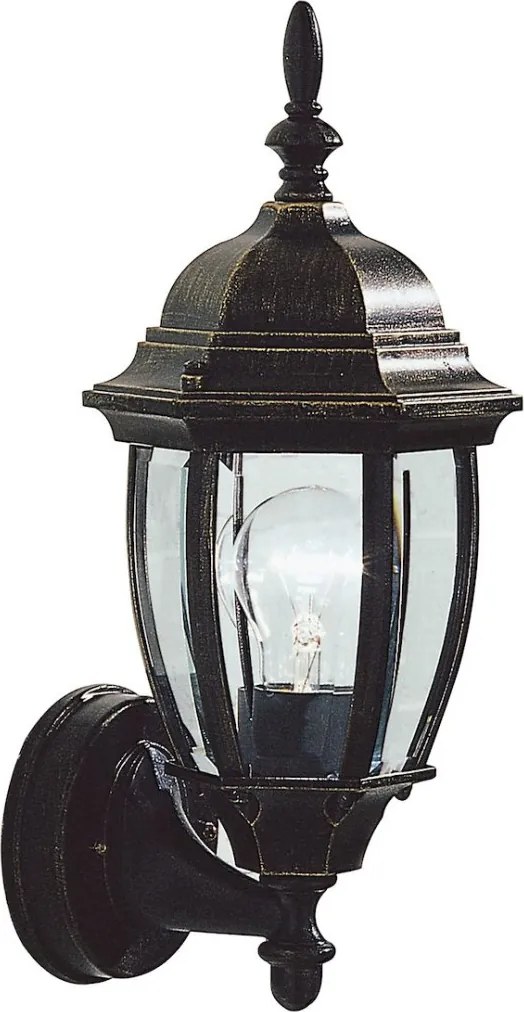 DAR LIGHTING HAM162235 HAMBRO Klasszikus Kültéri Fali Lámpa Fekete Arany, Átlátszó E27 IP43