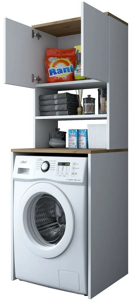 Karin White and Walnut szekrény a mosógép fölé